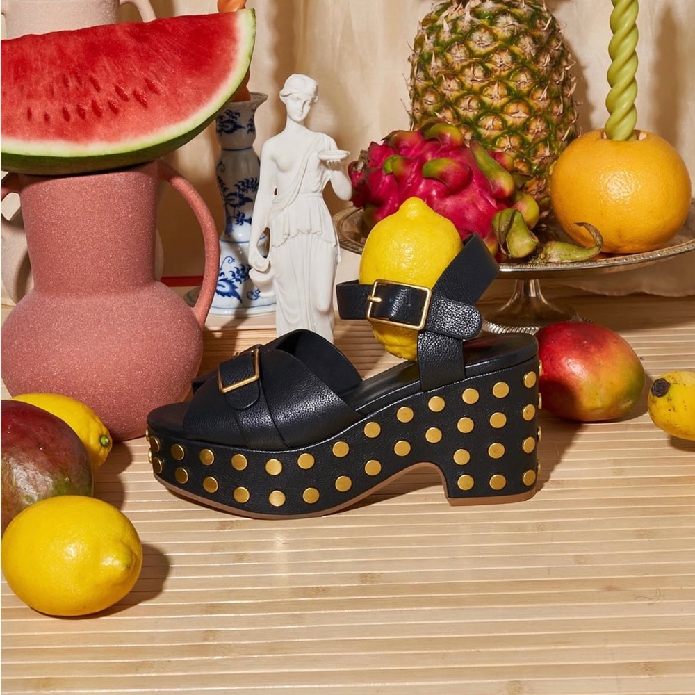 Charlotte Stone Studded Leather Heels
